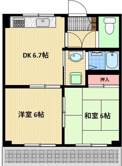 グランドイースト(2DK/3階)の間取り写真