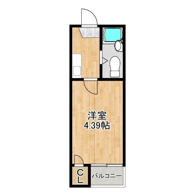 ハセロイヤル南住吉(1K/2階)の間取り写真