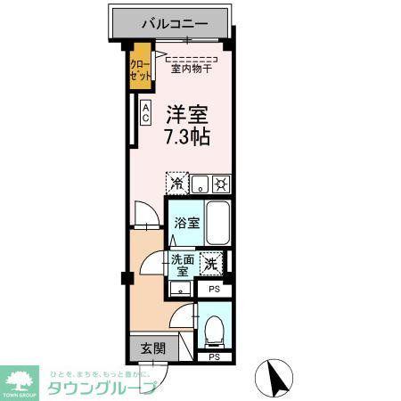 SKEY RESIDENCE塚越(ワンルーム/1階)の間取り写真