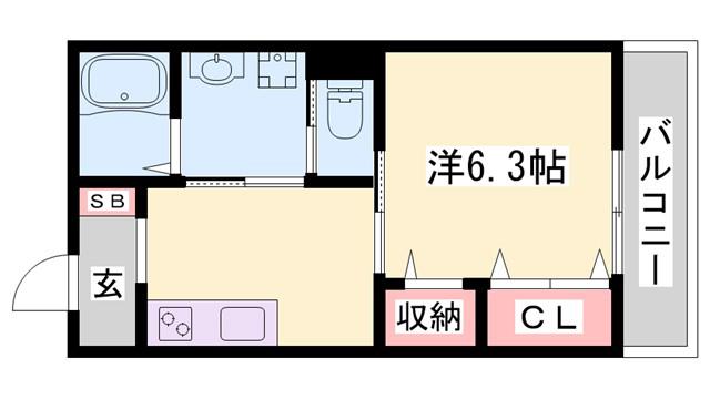 ソラーナ(1K/3階)の間取り写真