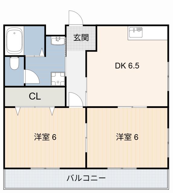オリエント1(2DK/2階)の間取り写真