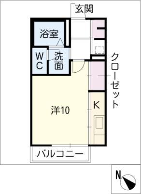ルミエール泰山 A棟(ワンルーム/1階)の間取り写真