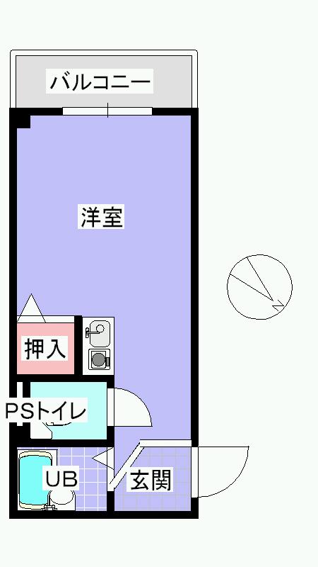 グランドハイツユタカII(ワンルーム/2階)の間取り写真
