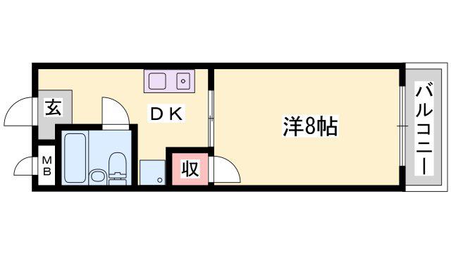 サングレース荒井(1DK/4階)の間取り写真