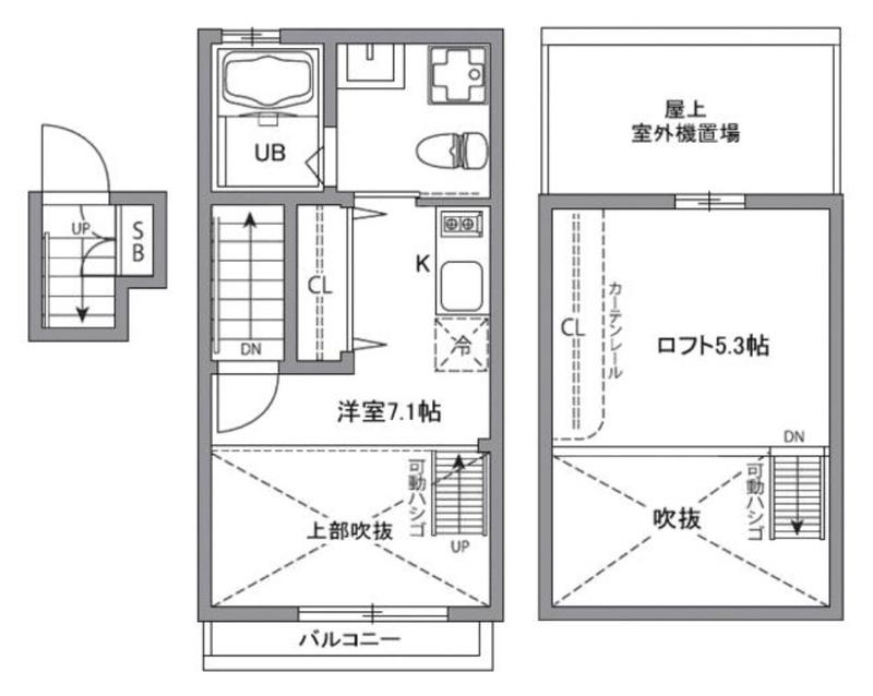 CASA BRICKS 自由が丘(1K/2階)の間取り写真