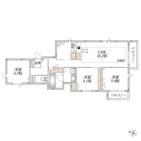 西大井5丁目メゾン(3LDK/3階)の間取り写真