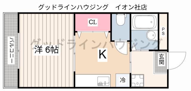 サンハイツ多井田D(1K/3階)の間取り写真