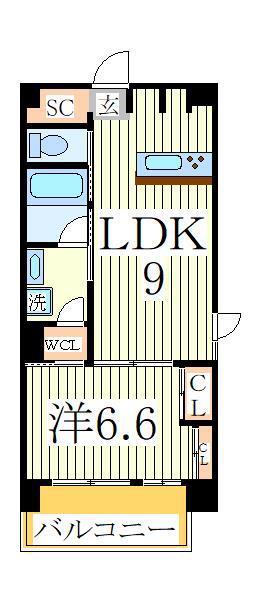 ART RESIDENCE IN OOTAKA‐NO‐MORI B棟(1LDK/2階)の間取り写真