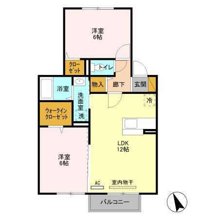 グランドール戸ケ崎(2LDK/2階)の間取り写真