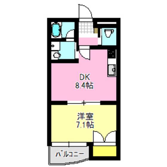 クオリティマンション下小鳥II(1DK/2階)の間取り写真
