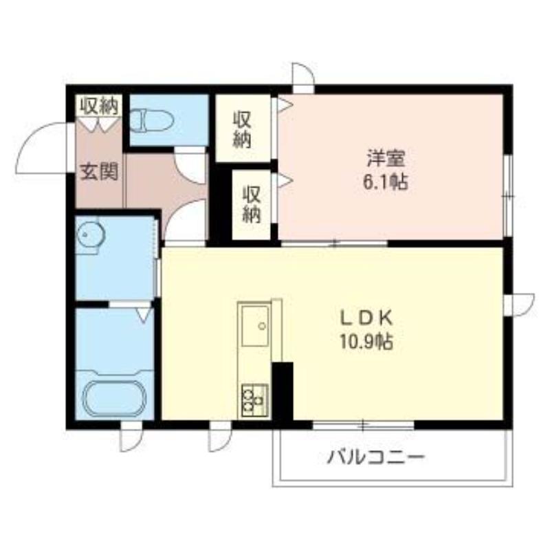 プリムヴェール(1LDK/2階)の間取り写真