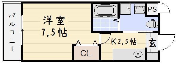 ギャラン吉野町(1K/9階)の間取り写真