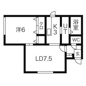 ティエラ東札幌(1LDK/1階)の間取り写真