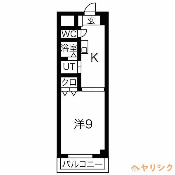 クレアール古城II(1K/3階)の間取り写真