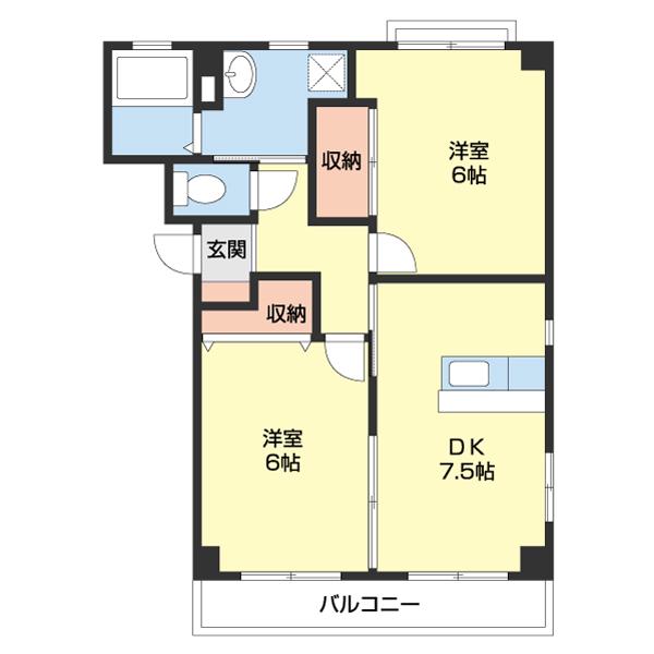 フォレストハウス(2DK/2階)の間取り写真