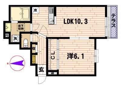SUNNY HOUSE1(1LDK/1階)の間取り写真
