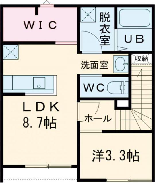 ジルメゾン(1DK/2階)の間取り写真