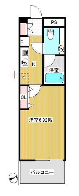 ヴィアコート クレ(1K/8階)の間取り写真