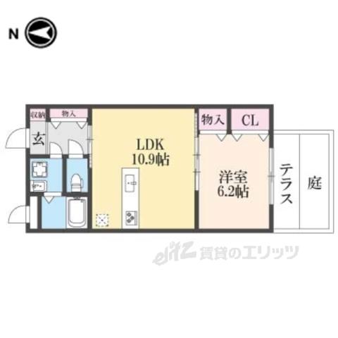 EXCEED洛西口(1LDK/2階)の間取り写真