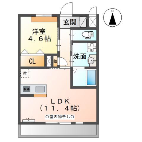 高松琴平電鉄琴平線 三条駅(高松) 徒歩18分 2階建 築10年(1LDK/1階)の間取り写真