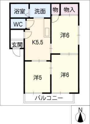 ルミエール(3K/2階)の間取り写真