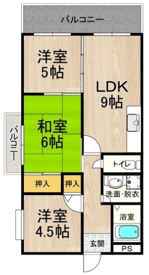 カーサフィオーレ壱番館(3LDK/3階)の間取り写真
