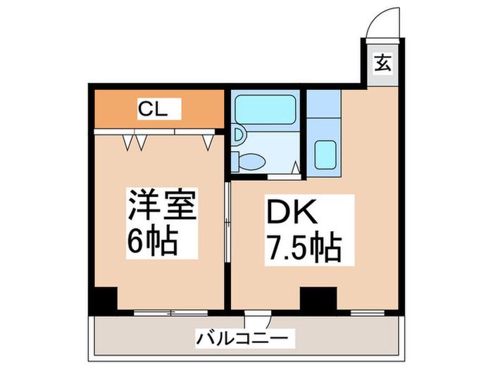 インテリジェンス樋上(1DK/3階)の間取り写真