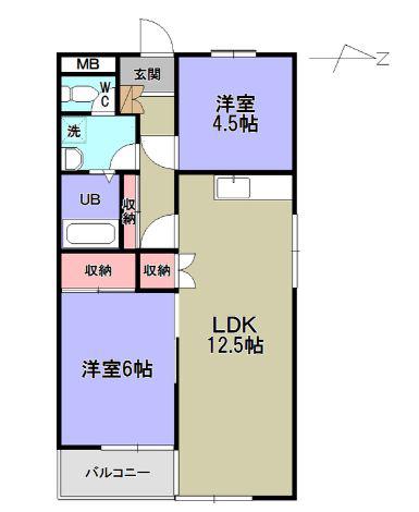 メゾンパークアベニュー(2LDK/3階)の間取り写真