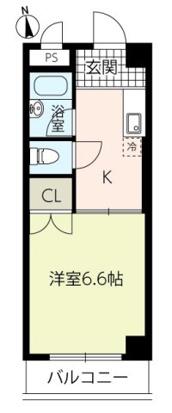 サンライズ宝生(1K/1階)の間取り写真