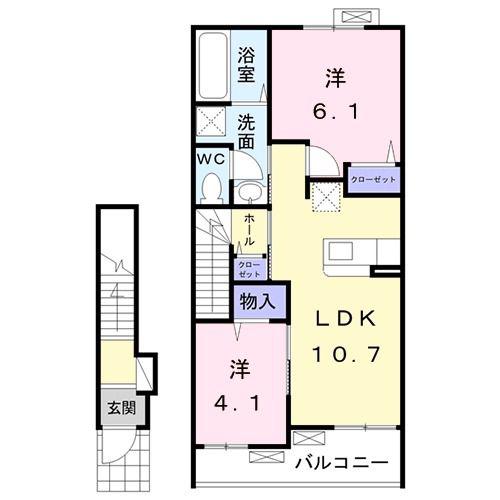 グレーシア A(2LDK/2階)の間取り写真