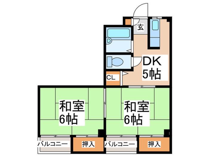 サントピア阿波座A棟(2DK/4階)の間取り写真
