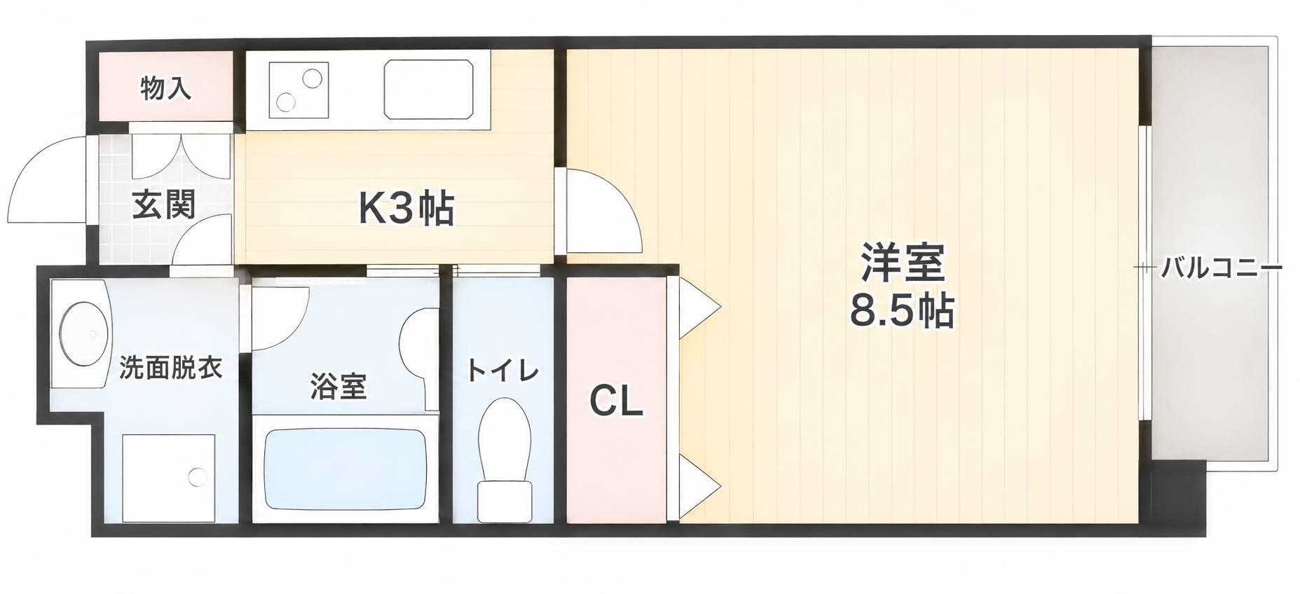 LUTELLA皆実町(1K/4階)の間取り写真
