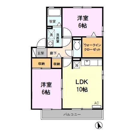 エトワールパレスB(2LDK/1階)の間取り写真