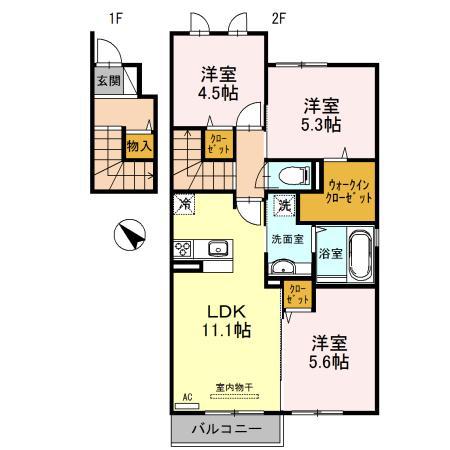エスポワール(3LDK/2階)の間取り写真