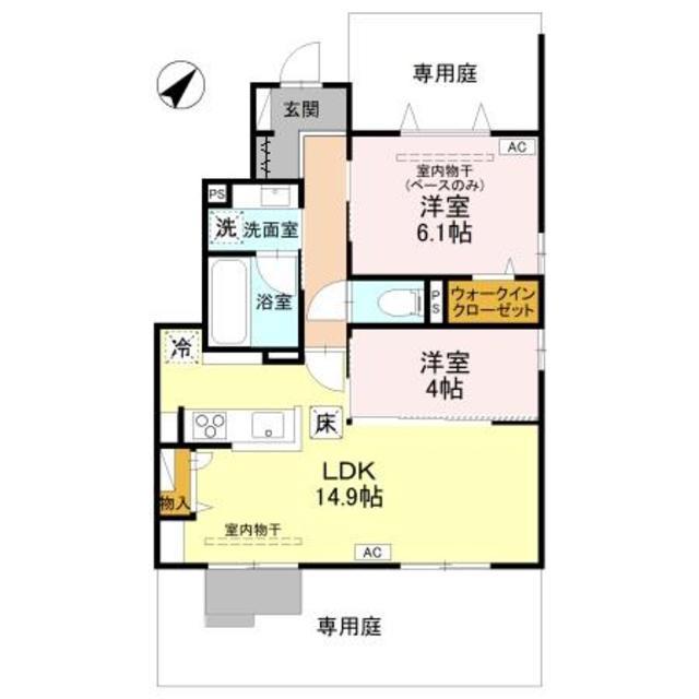 モナ・シエロ(2LDK/1階)の間取り写真
