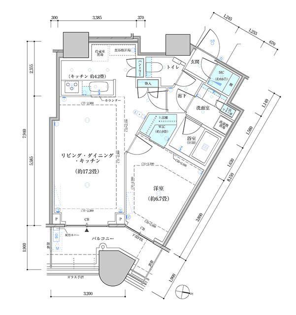パークタワー勝どきサウス(1LDK/18階)の間取り写真