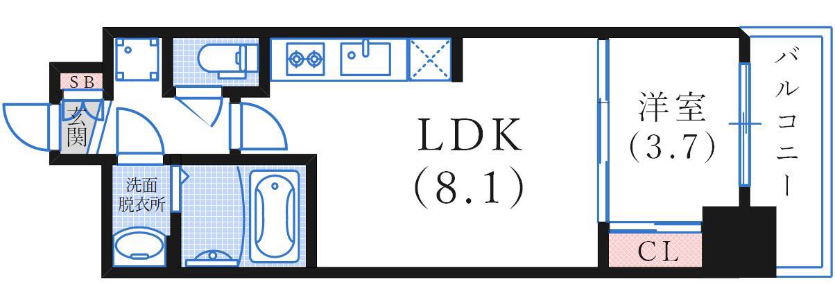 プレサンス神戸須佐野ハーバル(1LDK/11階)の間取り写真
