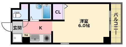 サングローリー(1K/2階)の間取り写真