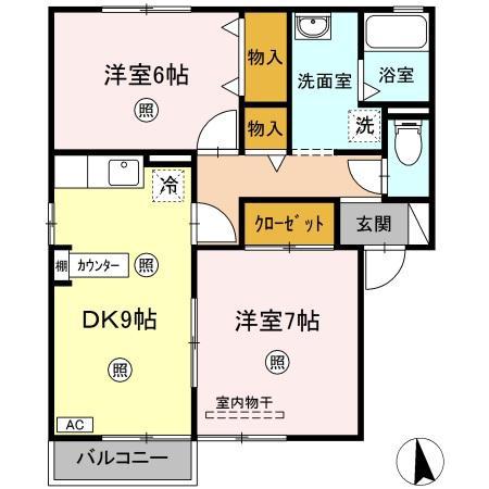 シャンテKUROZUMI(2DK/2階)の間取り写真