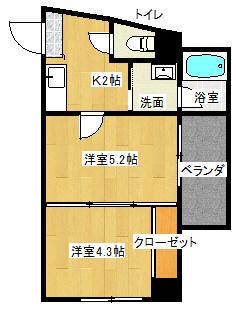 ノースステイツ浅生(2K/6階)の間取り写真