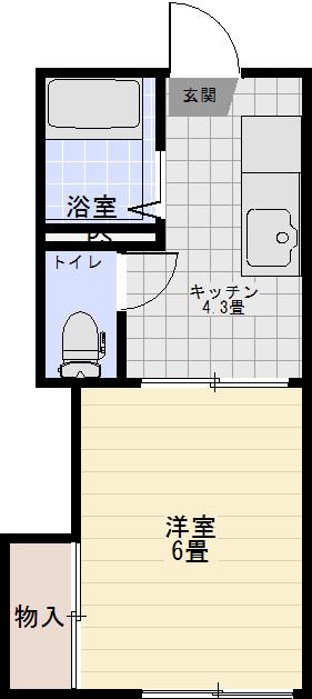 キャトルセゾン手形(1K/2階)の間取り写真