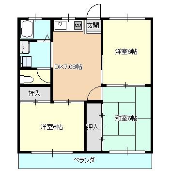 ハラダハイツ(3DK/2階)の間取り写真