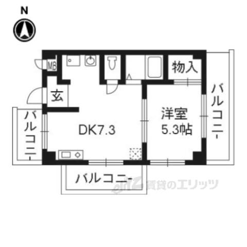 Mプラザ大住参番館(1DK/5階)の間取り写真