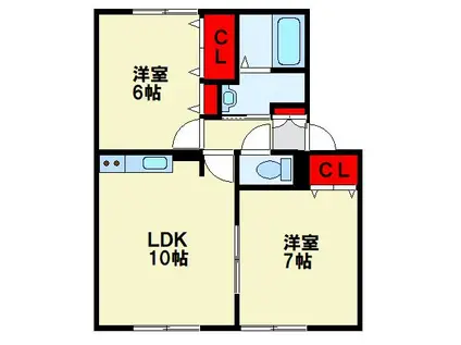 RURIKA HOUSE(2LDK/1階)の間取り写真