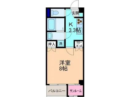 CALA(1K/2階)の間取り写真