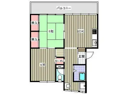富国アパート(2DK/3階)の間取り写真