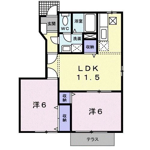 マーヴェラスK-A(2LDK/1階)の間取り写真