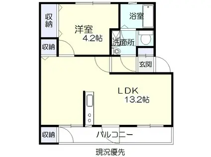 マッサム西持田1号館(1LDK/1階)の間取り写真