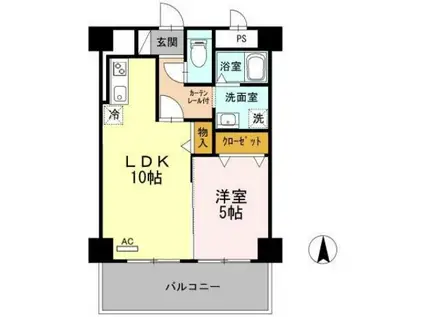 KIRAKUマンション(1LDK/2階)の間取り写真