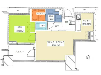 宮益坂ビルディング ザ・渋谷レジデンス(1LDK/5階)の間取り写真